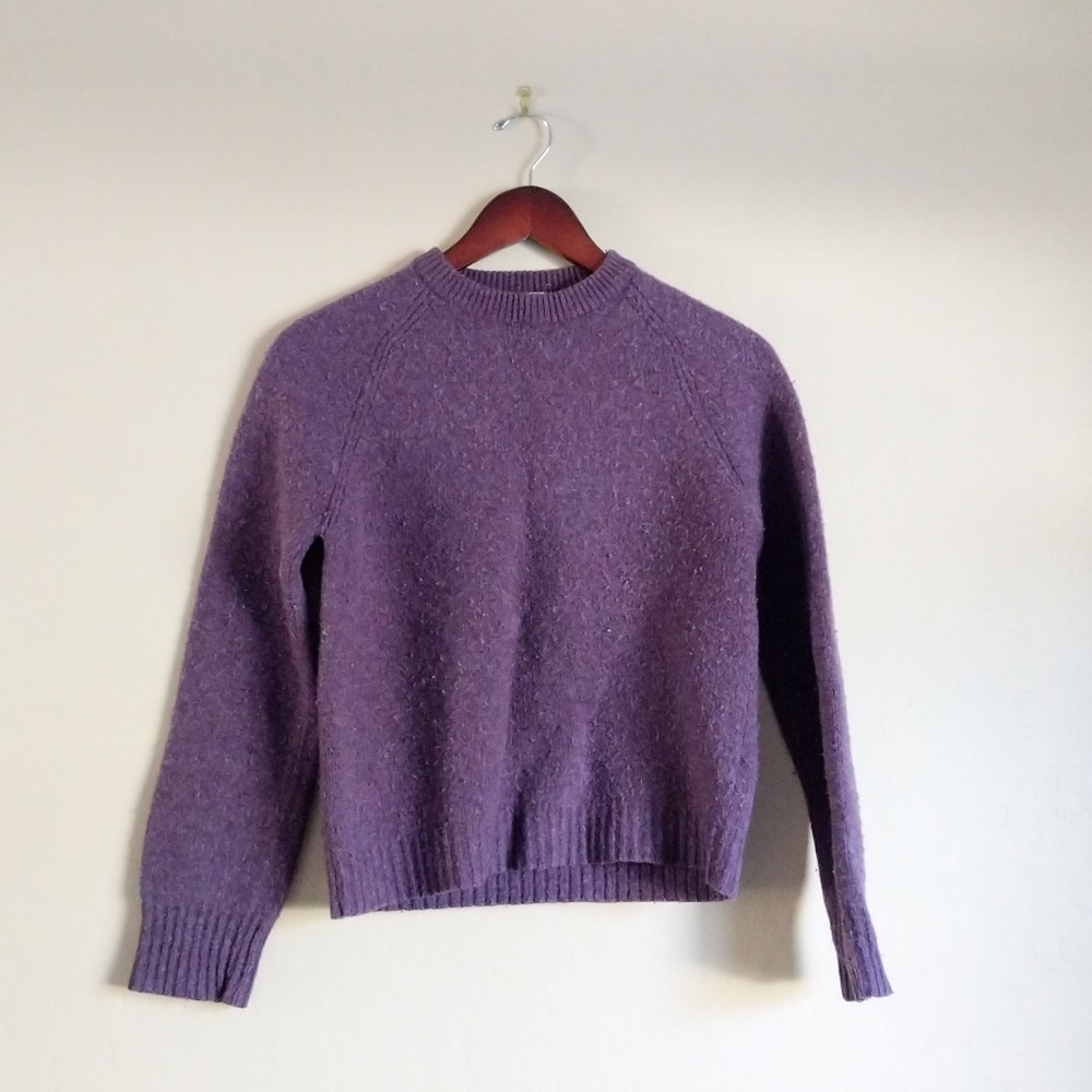J. Crew Sweater Purple Wool Fits XS Crewneck